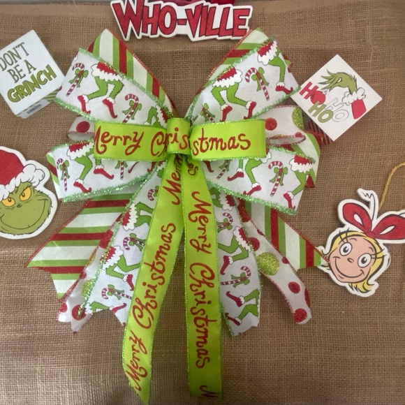 Christmas Grinch Wreath bow,Candy Cane,Christmas Tree topper,Christmas Decor - Picture 2 of 11
